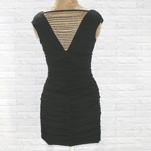 BCX Dress Cocktail Prom Bodycon Cocktail Beaded Embellished Ruched Black XS